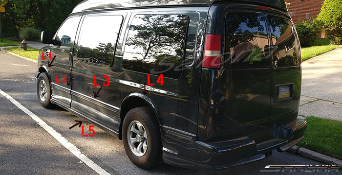 Custom Chevy Express Van  All Styles Side Skirts (2003 - 2024) - $1890.00 (Part #CH-026-SS)